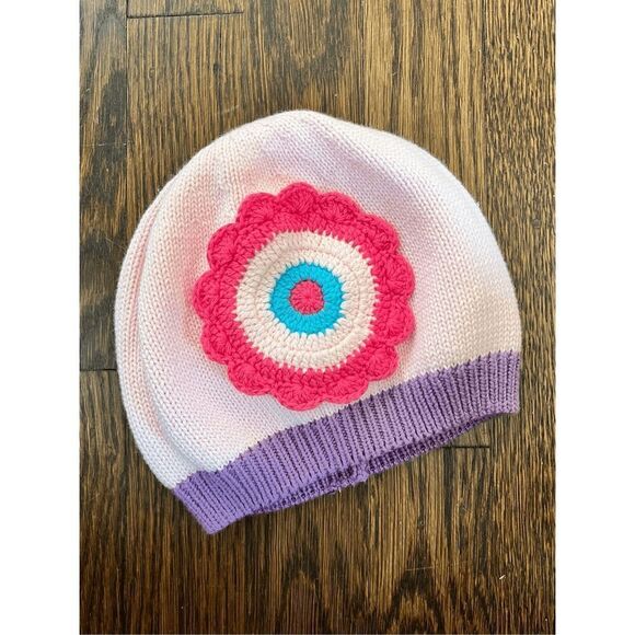 NEW Hanna Andersson Girls 1-3 Yrs Flower Applique Beanie Hat BUY 2 GET 1 FREE - Picture 1 of 6